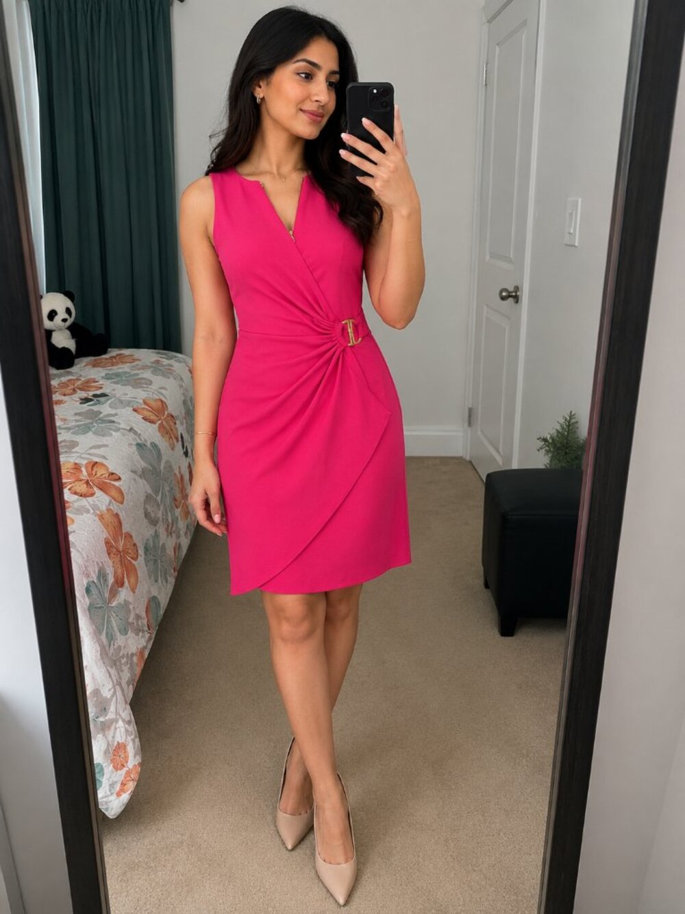 DKNY Pink Wrap Dress | Size 8 | New Without Tags | Gold Hardware